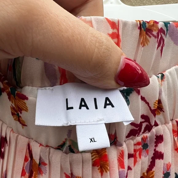 Anthropologie LAIA Pleated Floral Pink and White Midi Skirt Size XL - Picture 8 of 10